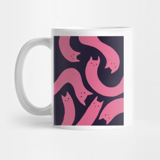 cat pattern aesthetic illustration pink purple black Mug